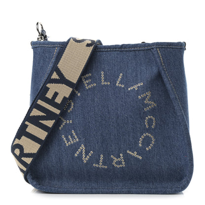 Stella McCartney Eco Alter Denim Perforated Logo Mini Crossbody Orion Blue 1 of 12