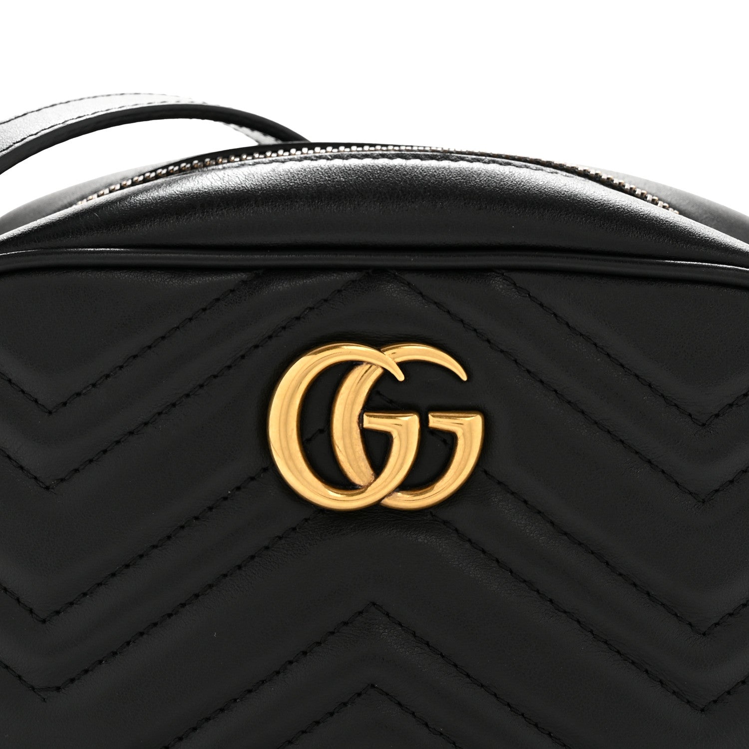Gucci Calfskin Matelasse Mini GG Marmont Chain Shoulder Bag Black 8 of 12