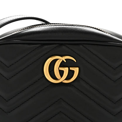 Gucci Calfskin Matelasse Mini GG Marmont Chain Shoulder Bag Black 8 of 12