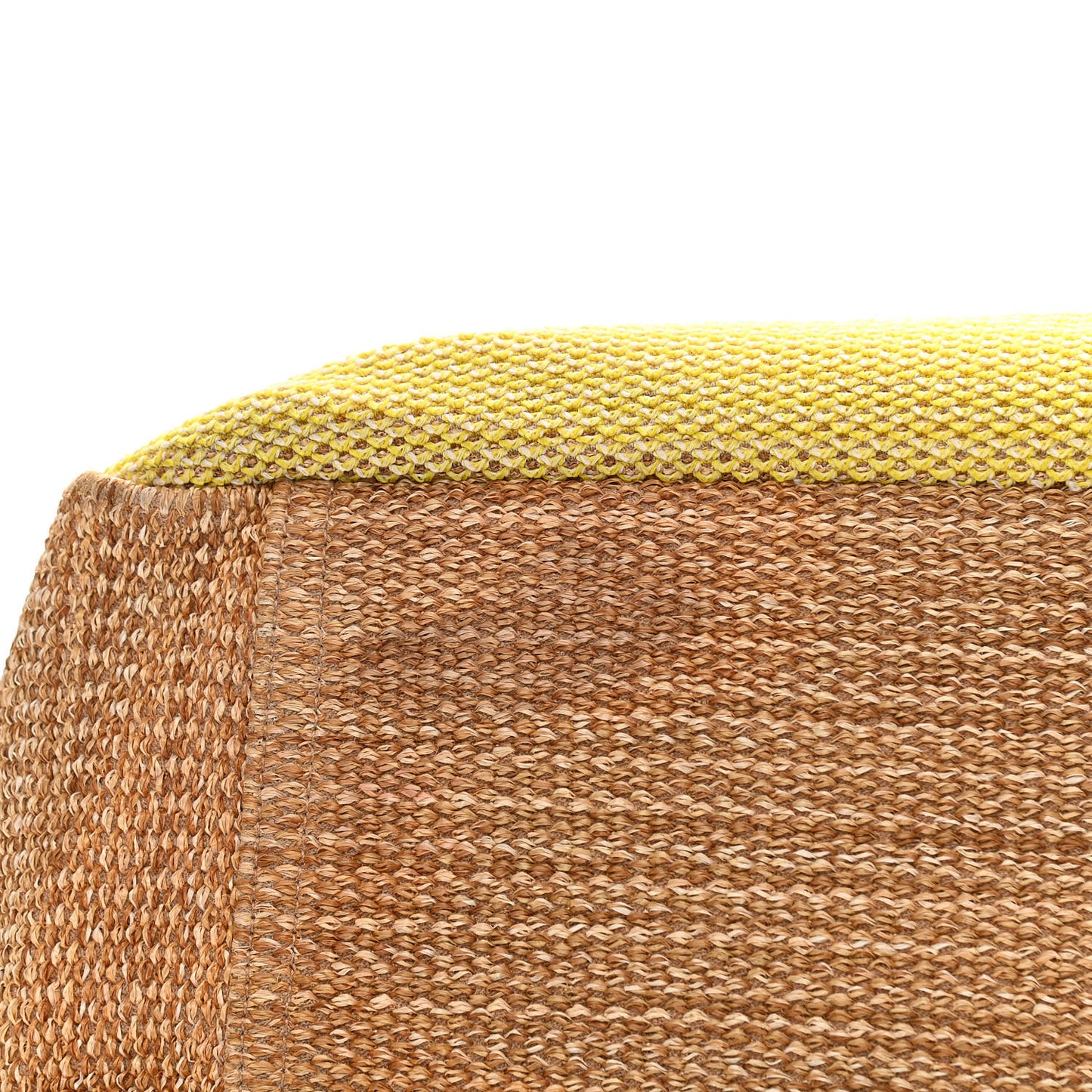 Mixed Fibers Large Shopping Bag Yellow Brown