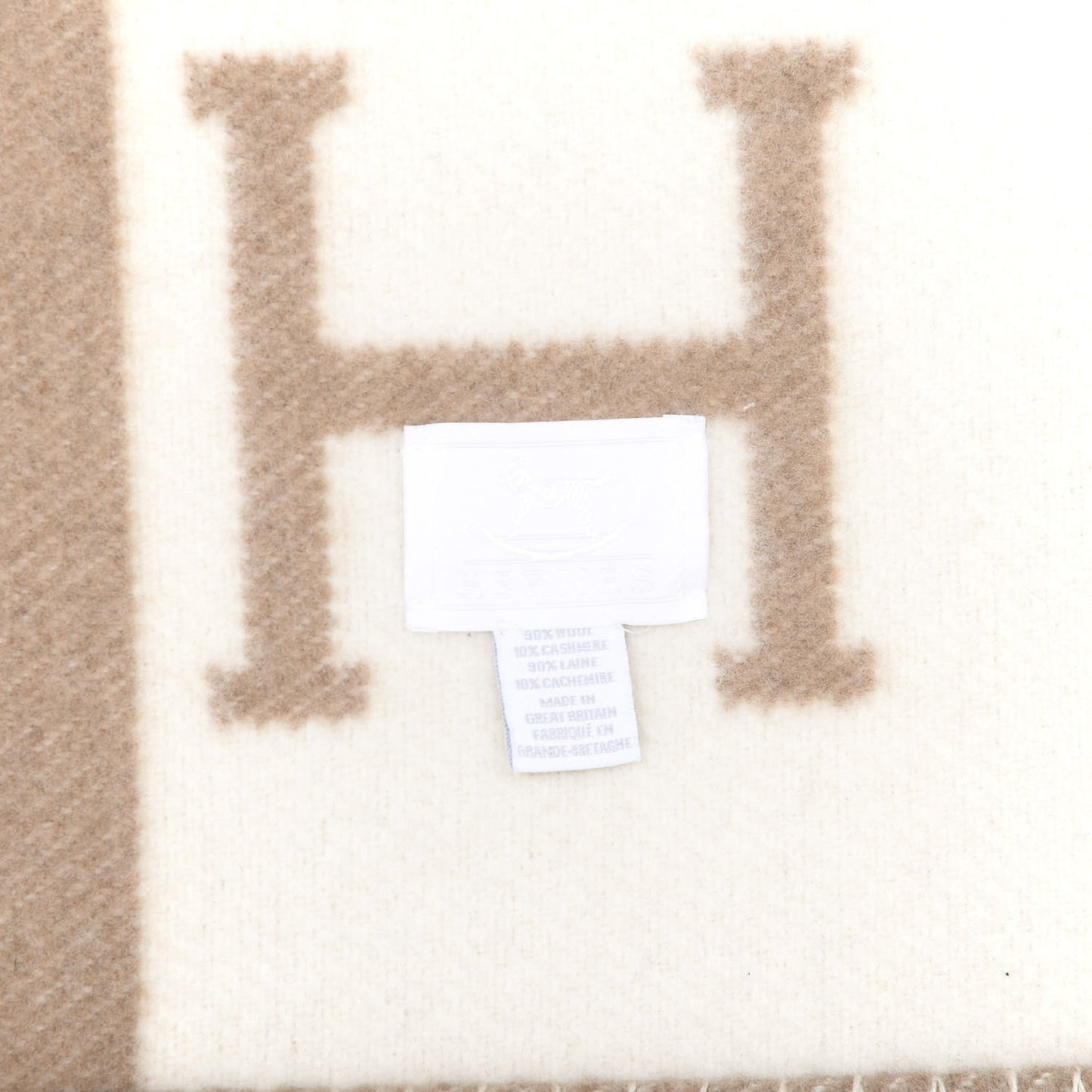 Wool Cashmere Avalon Baby Blanket Noisette Moyen White