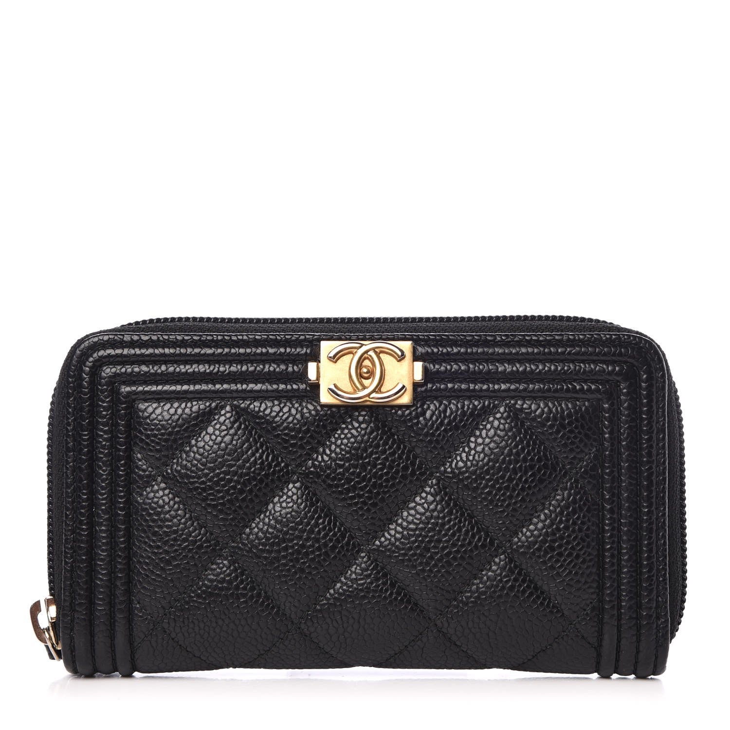 Chanel Caviar Quilted Small Boy Zip Around Wallet Black 1 of 11