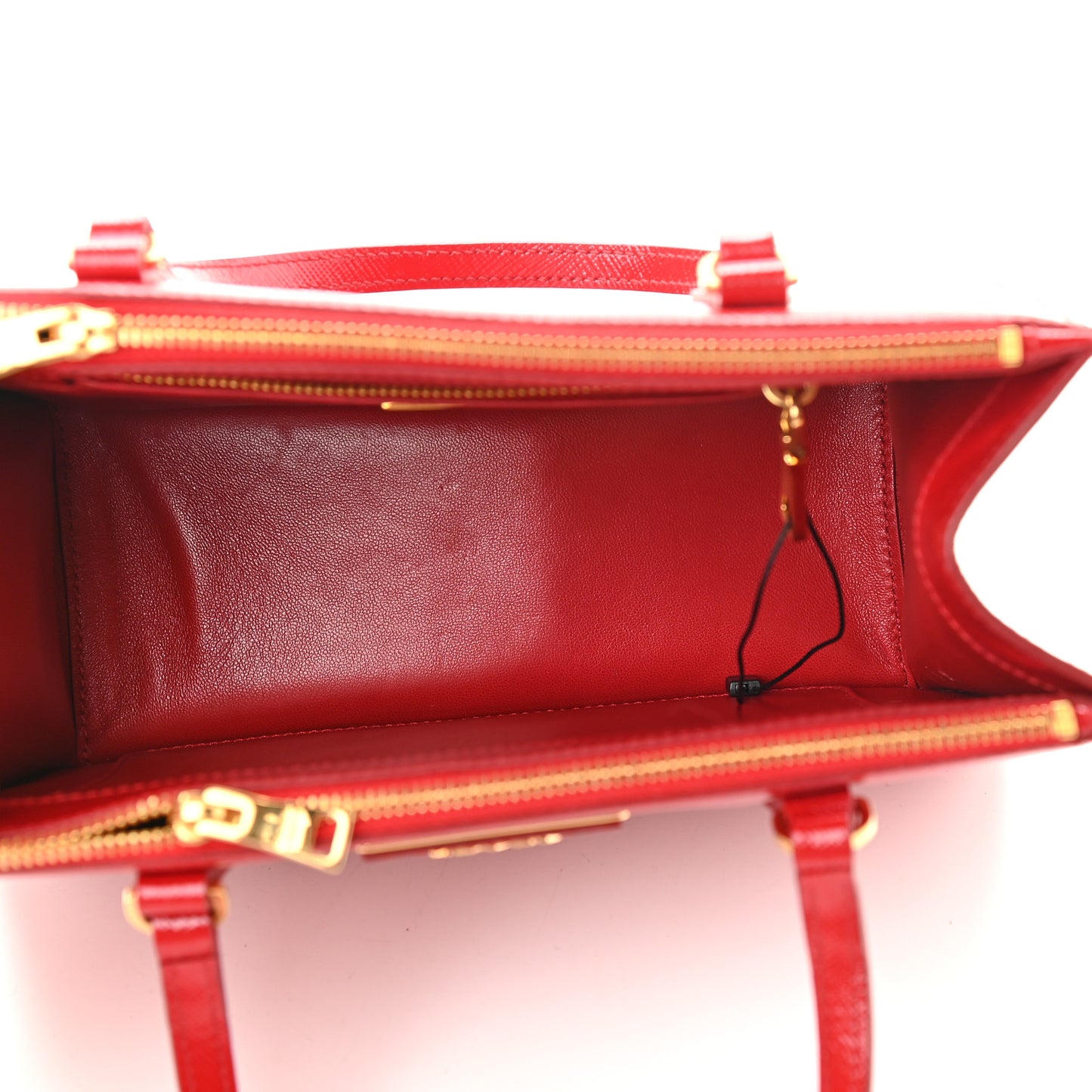 Saffiano Vernice Mini Double Zip Tote Rosso