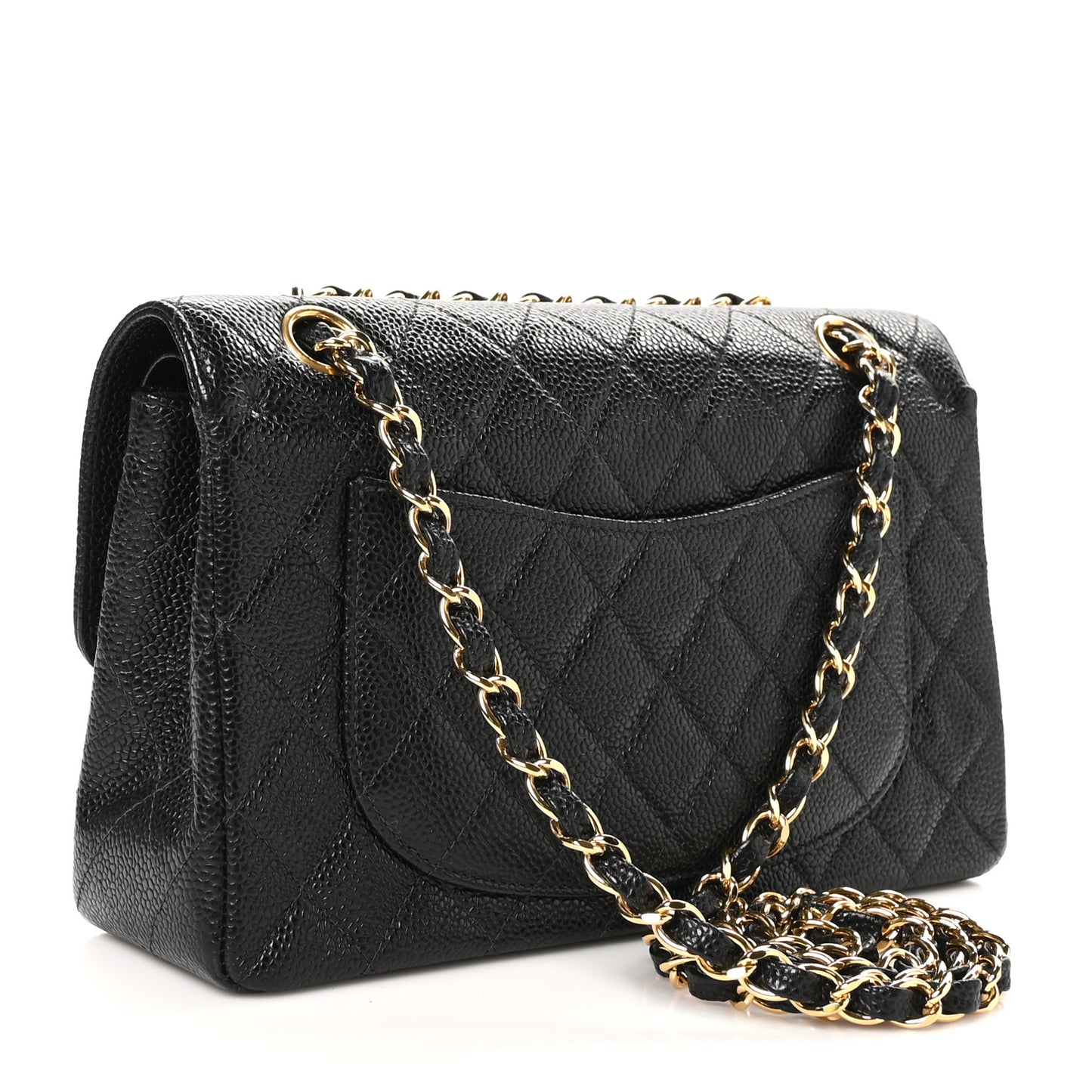 Caviar Quilted Small Double Flap Black