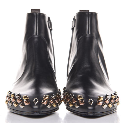 Louis Vuitton Calfskin Studded Gold Rush Flat Ankle Boots 38 Black 3 of 9