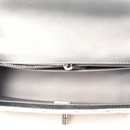 Chanel Metallic Caviar Quilted Mini Rectangular CC Slide Flap Silver 5 of 11