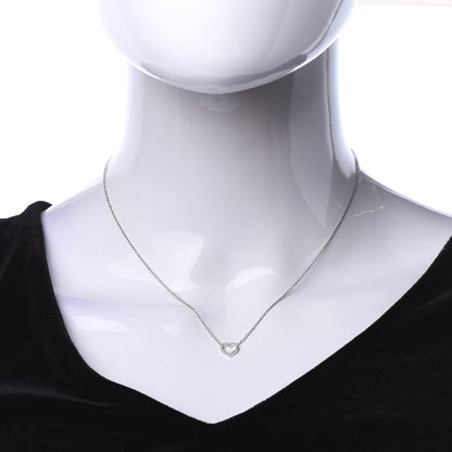 Tiffany 18K White Gold Diamond Metro Heart Pendant Necklace 2 of 6