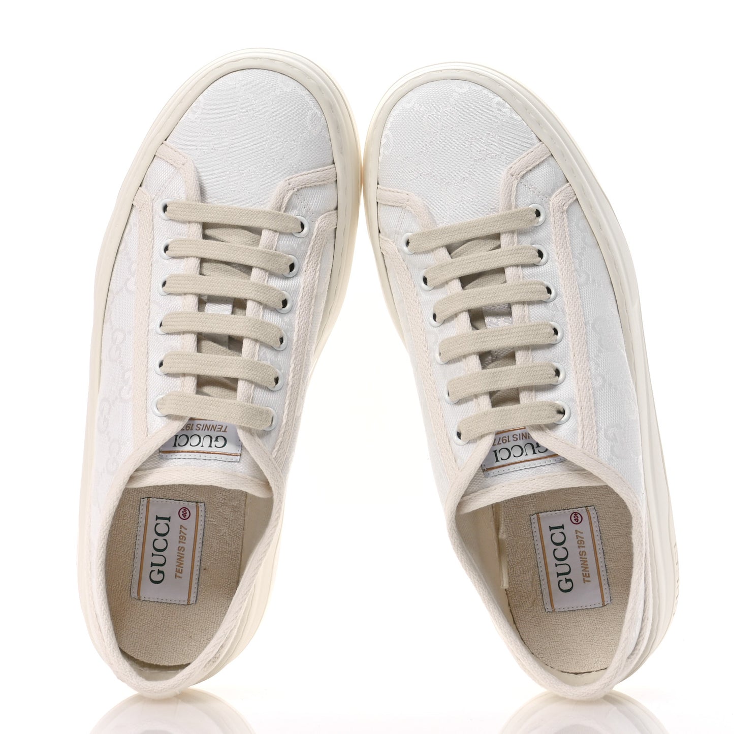 GG Monogram Womens 1977 Tennis Platform 52mm Sneakers 40.5 Great White Mystic White