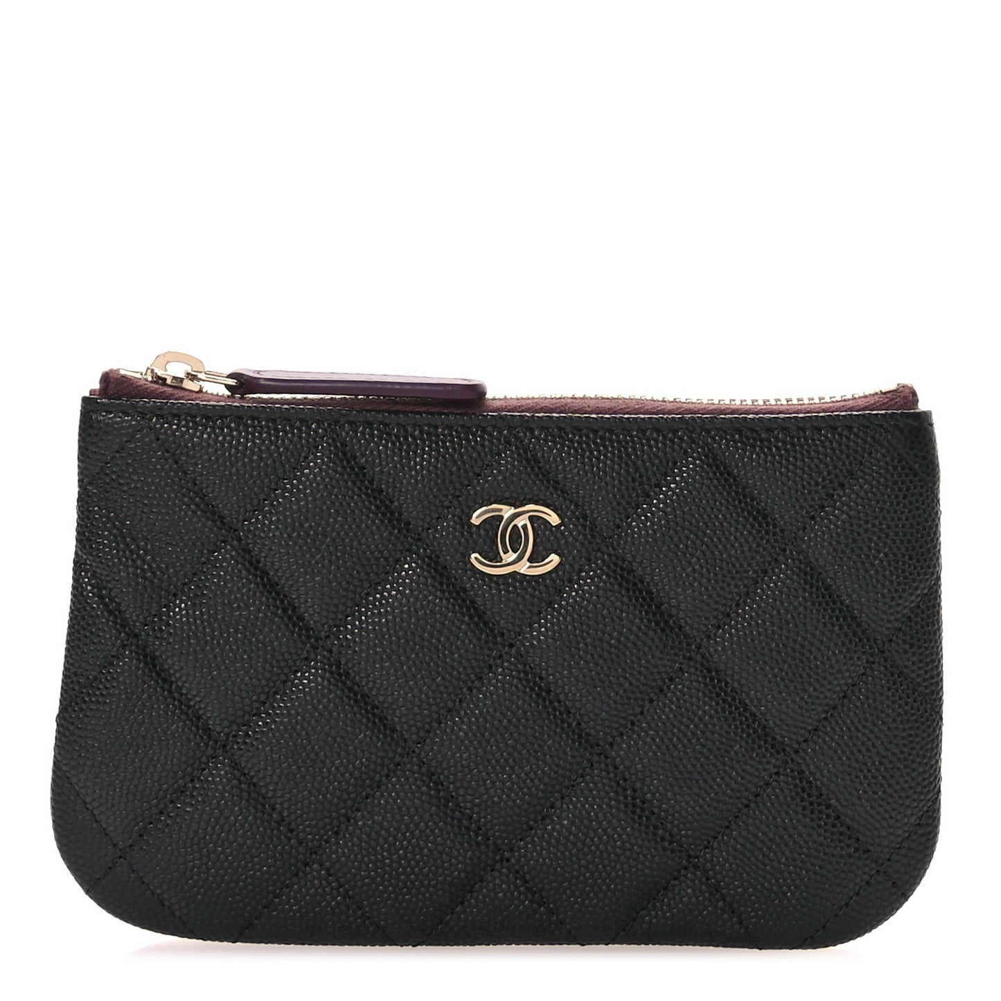 Caviar Quilted Small Cosmetic Case Black
