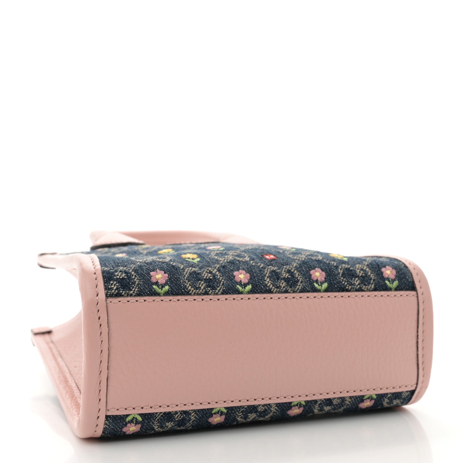 Gucci Denim Dollar Calfskin GG Monogram Mini Retro Interlocking G Tote Blue Tea Multicolor Powder Pink 4 of 14