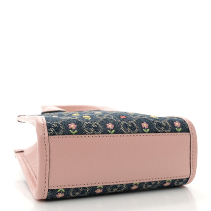 Gucci Denim Dollar Calfskin GG Monogram Mini Retro Interlocking G Tote Blue Tea Multicolor Powder Pink 4 of 14