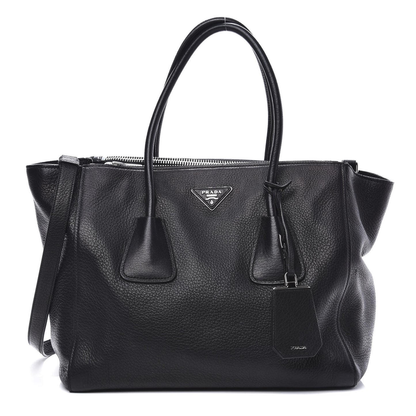 Vitello Daino Twin Pocket Tote Black