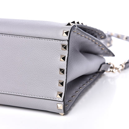 Valentino Garavani Grained Calfskin Small Rockstud Double Bag Pastel Grey 8 of 13