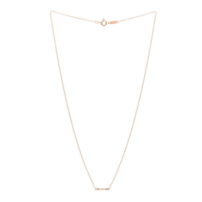 Tiffany 18K Rose Gold Diamond Fleur De Lis Key Bar Pendant Necklace 3 of 5