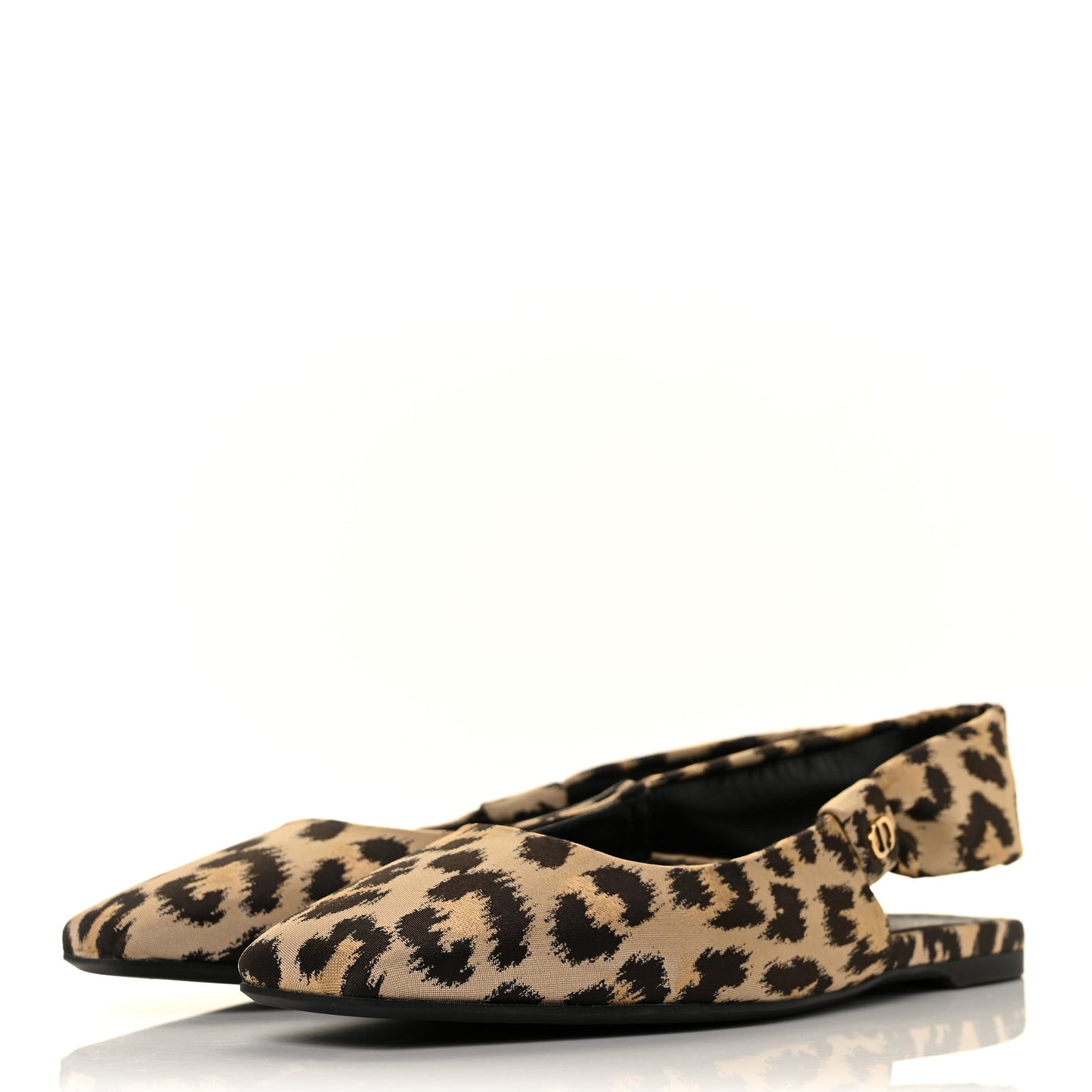 Nylon Leopard Print Mizza Slingback Flat 39 Beige Multicolor