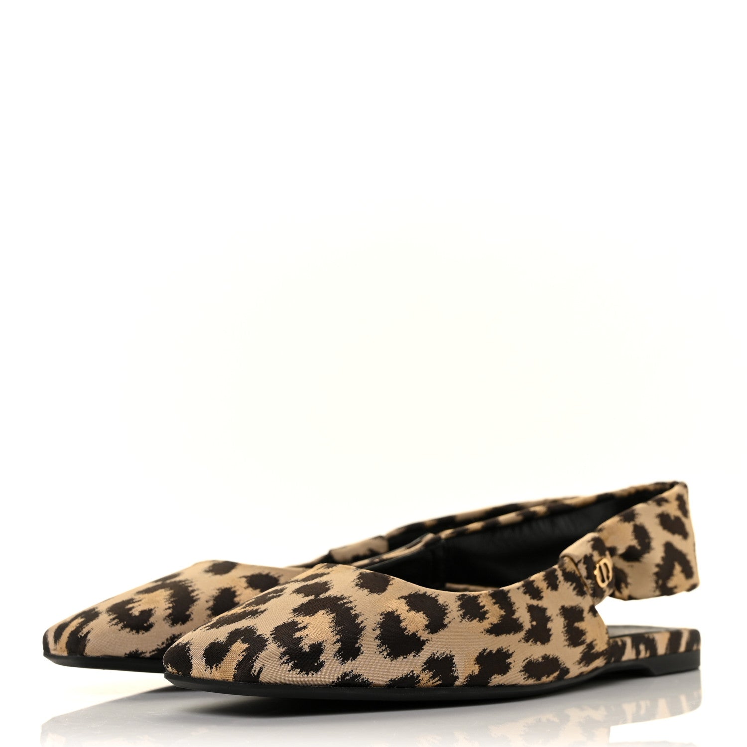 Christian Dior Nylon Leopard Print Mizza Slingback Flat 39 Beige Multicolor 3 of 9