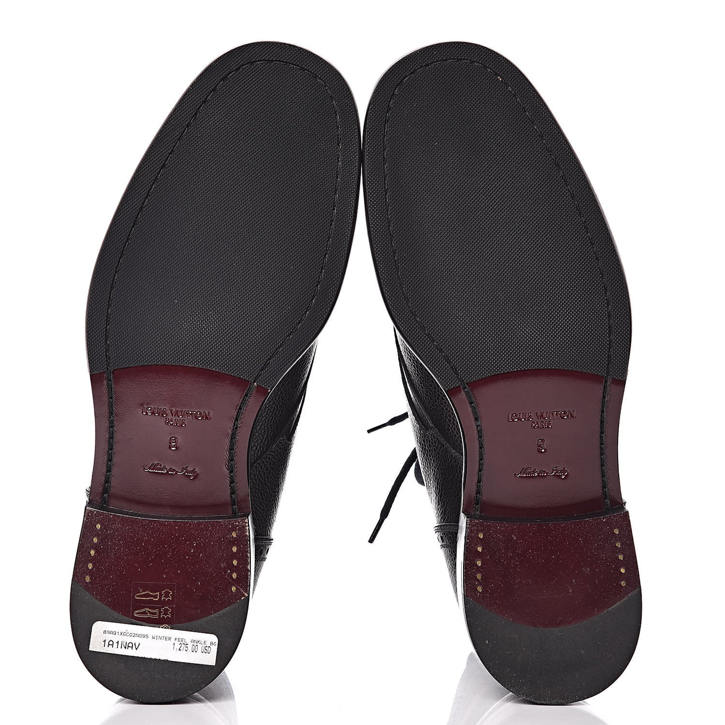 Calfskin Grained Winter Feel Ankle Boots 9 Black