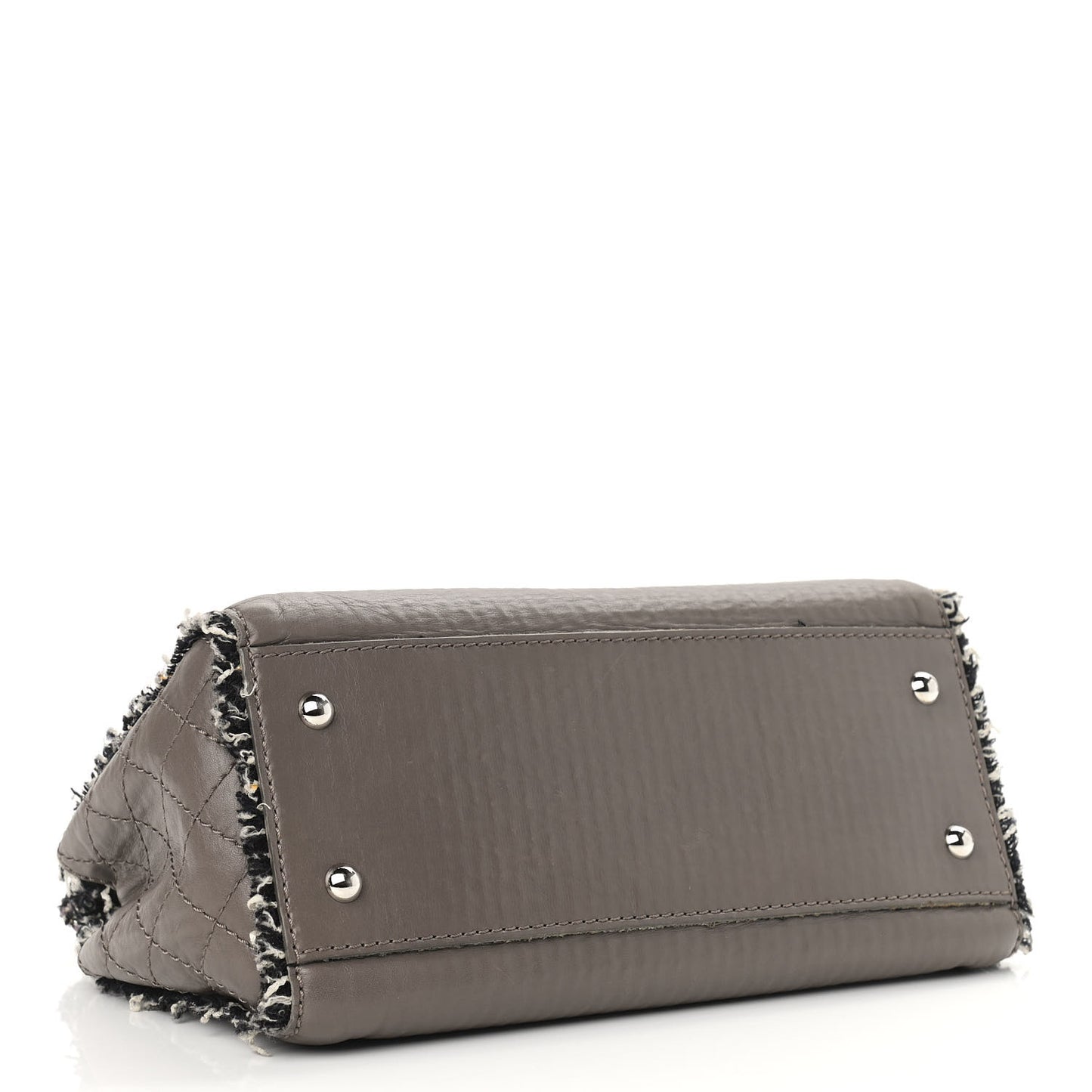 Tweed Calfskin Tweedy Single Flap Grey