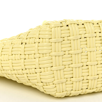 Balenciaga Varnished Faux Calfskin Braided XS Bistro Basket Pale Yellow 9 of 10