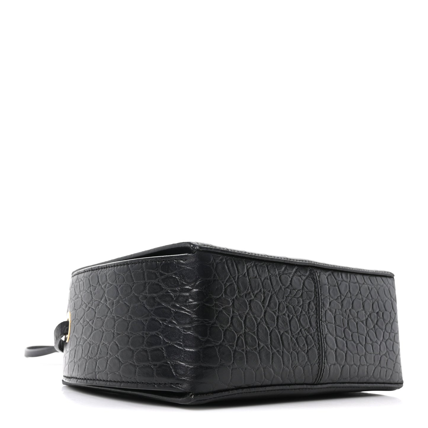 Calfskin Crocodile Embossed Box Shoulder Bag 19 Black