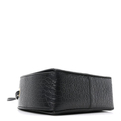 Alexander McQueen Calfskin Crocodile Embossed Box Shoulder Bag 19 Black 4 of 9