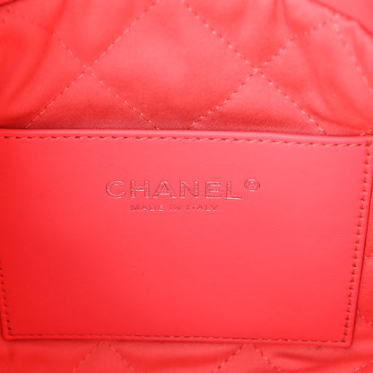 Chanel Shiny Calfskin Quilted Rainbow Metal Mini Chanel 22 Coral Pink 6 of 10