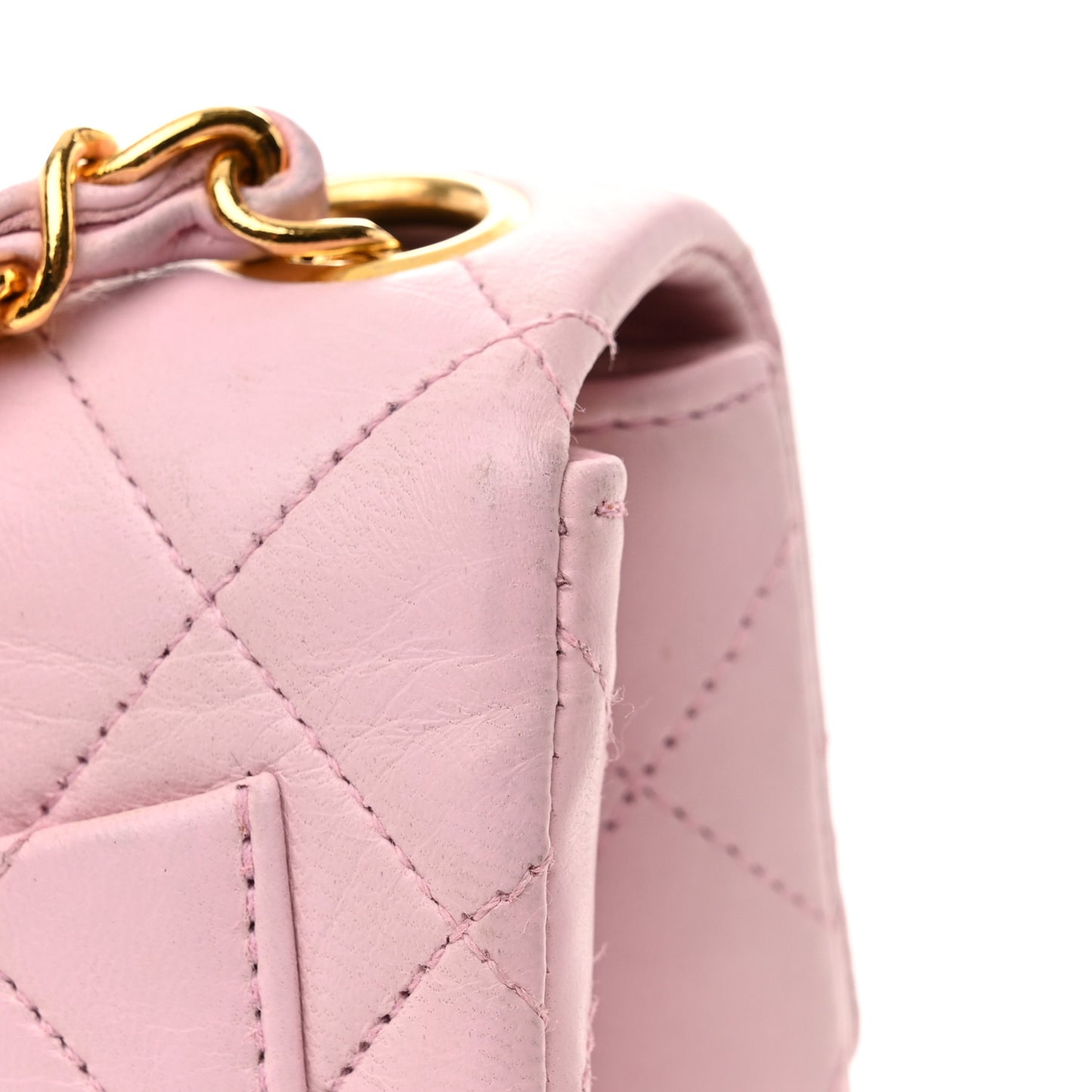Lambskin Quilted Mini Square Flap Bag Light Pink