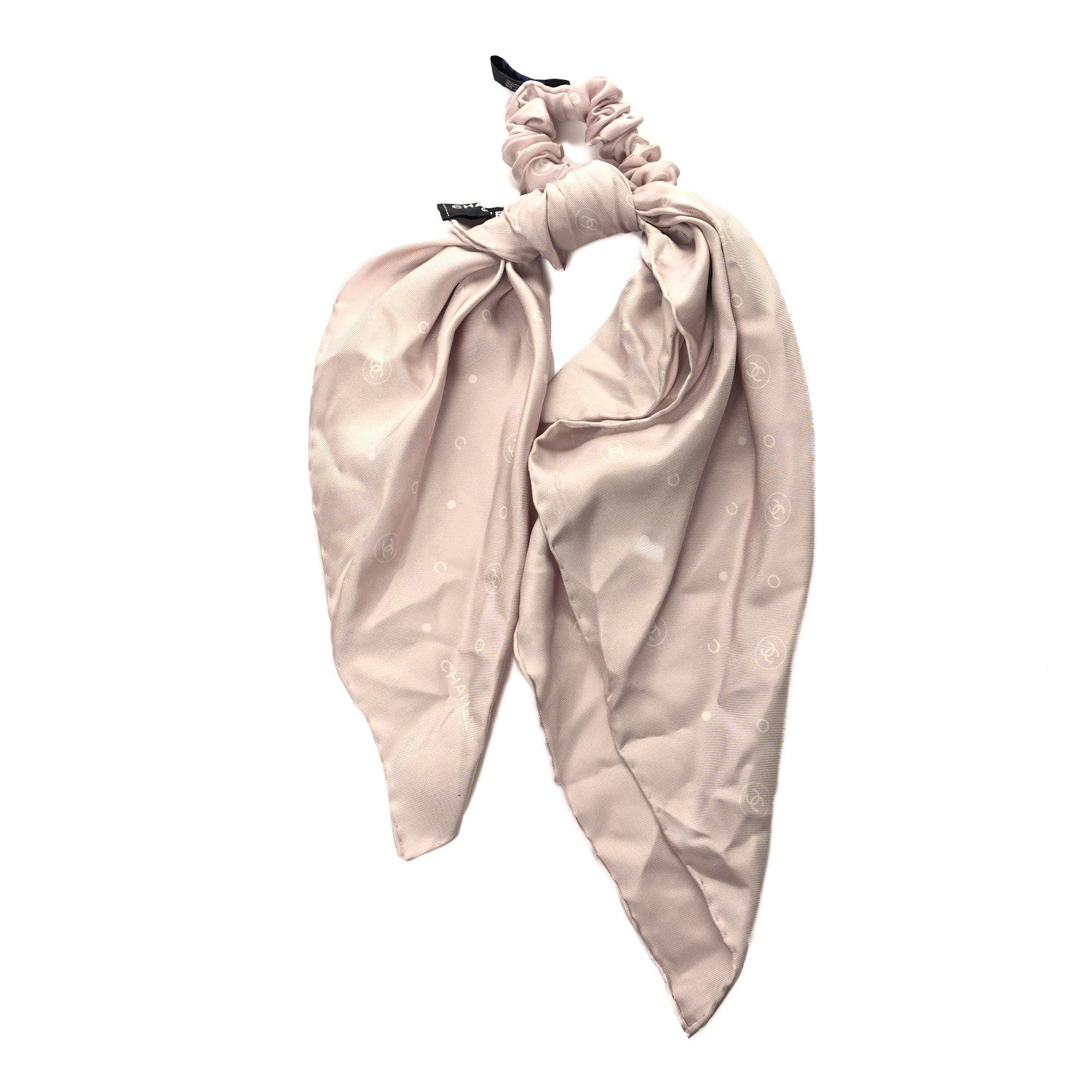 Chanel Silk CC Twill Hair Tie Beige 1 of 3