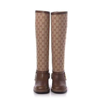Gucci GG Monogram Calfskin Lola Tall Boots 35 Beige Ruggine Cuir 2 of 9
