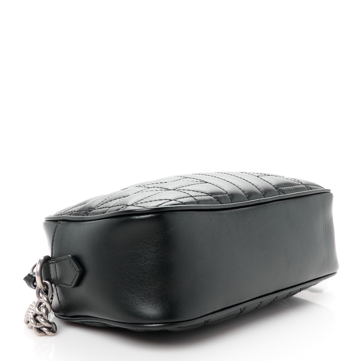 Gucci Calfskin Matelasse Aria Small GG Marmont Chain Shoulder Bag Black 4 of 10