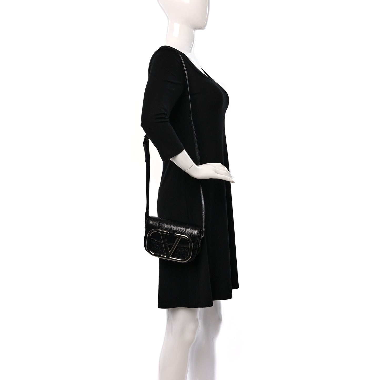 Brushed Calfskin Small Supervee Crossbody Bag Black