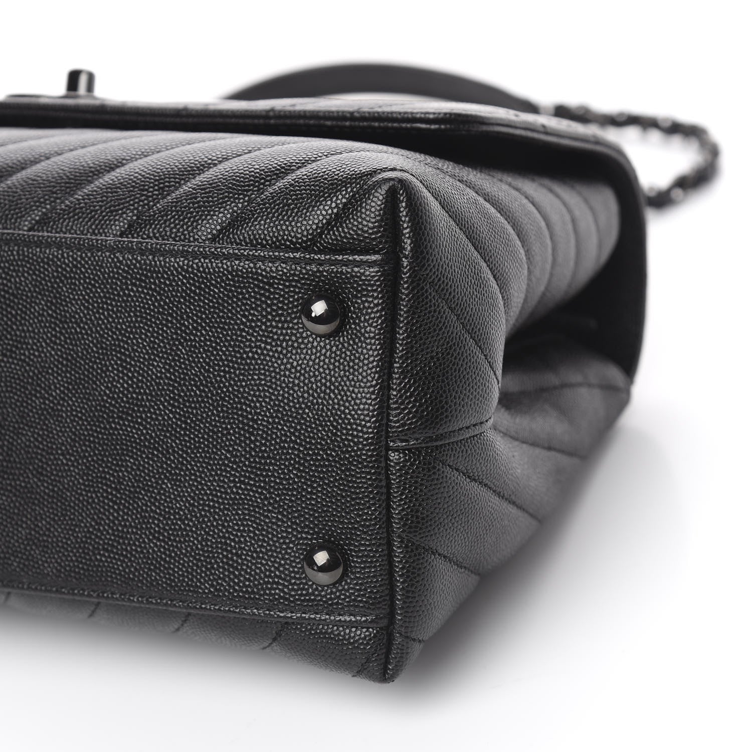 Chanel Caviar Chevron Quilted Small Coco Handle Flap So Black 10 of 12
