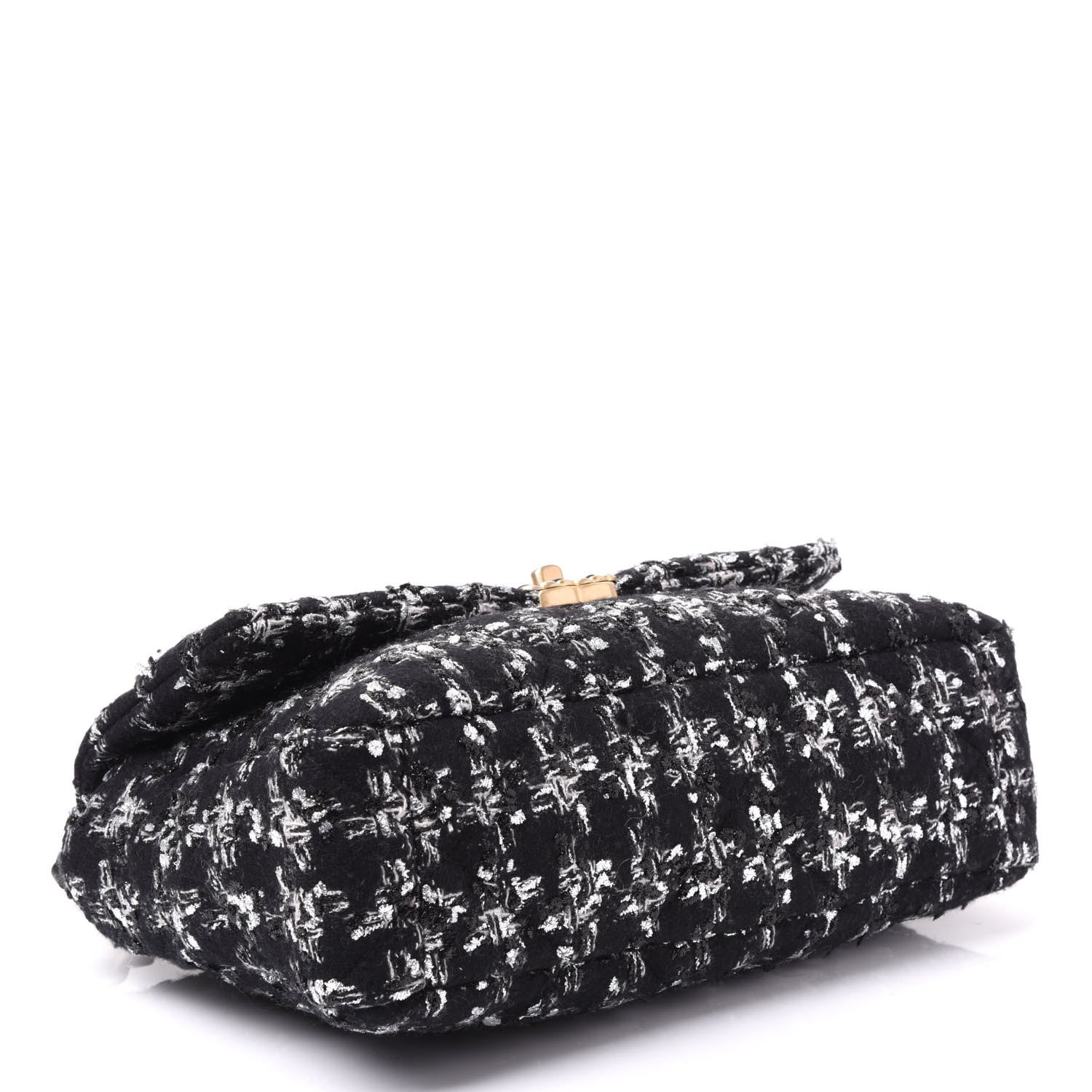 Chanel Tweed Quilted Large 19 Flap Black Ecru White 3 of 10