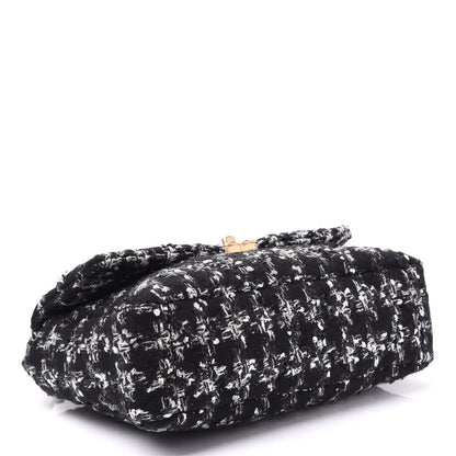 Chanel Tweed Quilted Large 19 Flap Black Ecru White 3 of 10