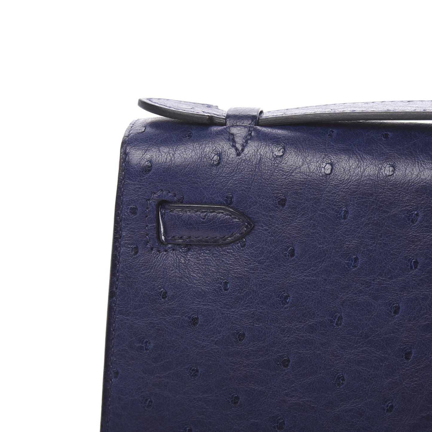 Ostrich Kelly Pochette Clutch Bleu Iris