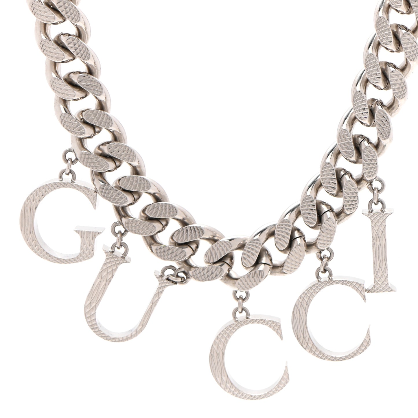 Metal Script Choker Necklace Silver