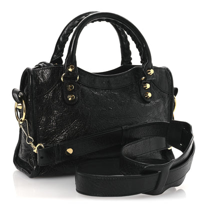 Balenciaga Agneau Classic Gold Hardware Mini City Black 4 of 12