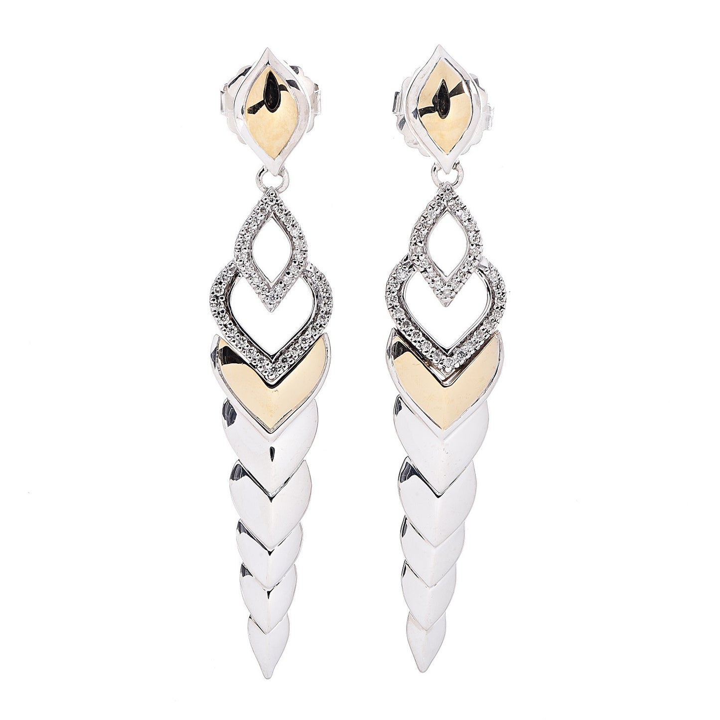 Sterling Silver 18K Yellow Gold Diamonds Legends Naga Long Drop Earrings