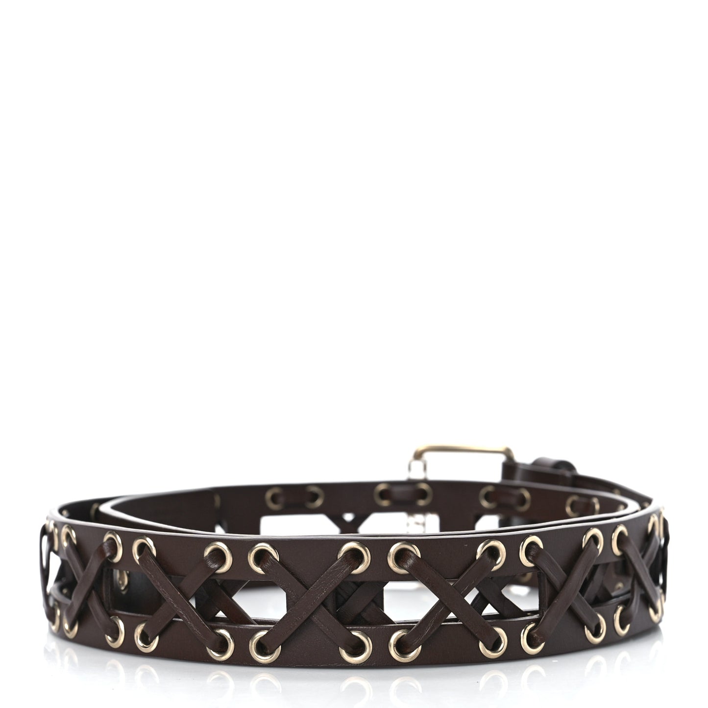Calfskin Cross Stitch Grommet Belt 90 36 Brown