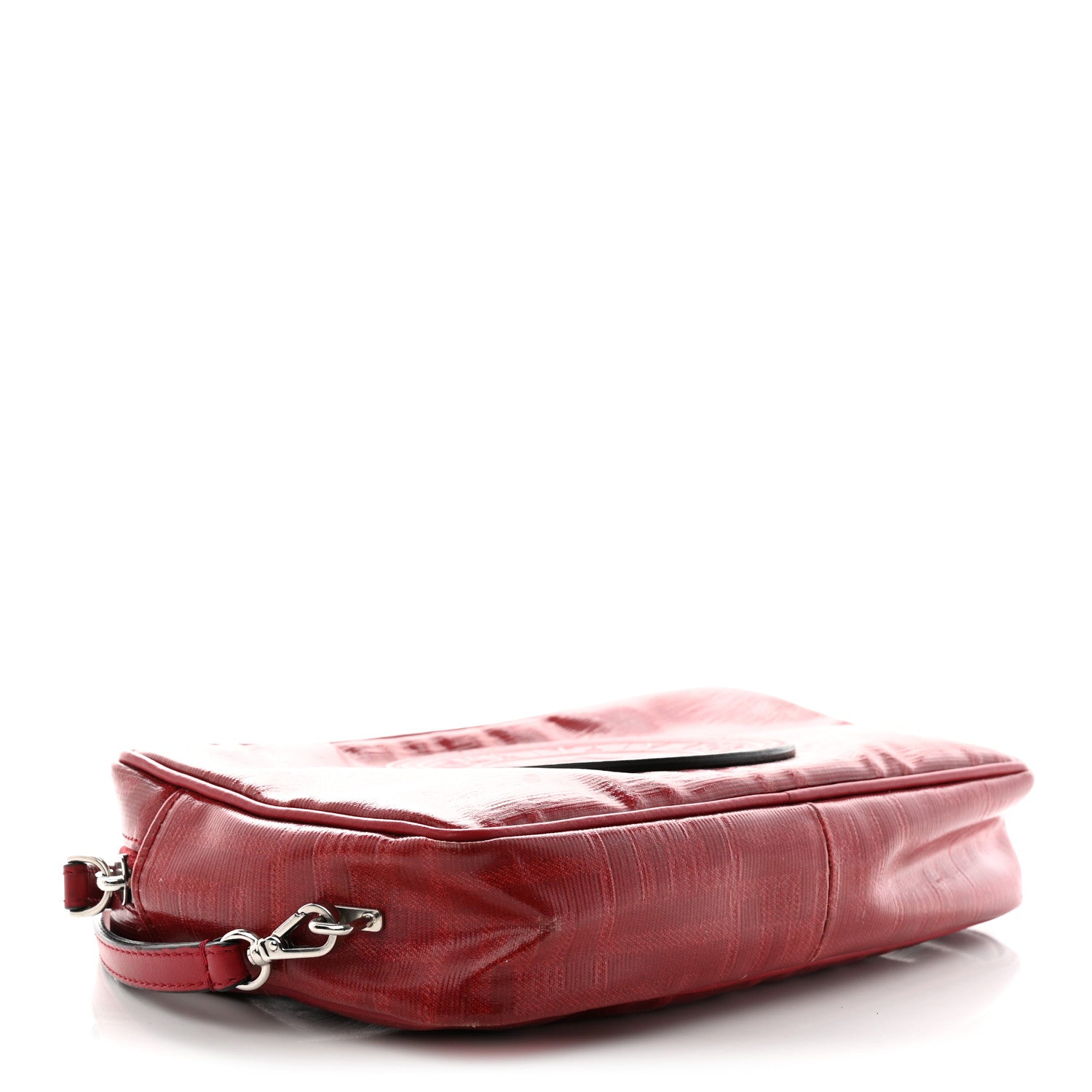 Fendi Glazed Fabric Vitello Century FF 1974 Stamp Camera Bag Rosso 4 of 7