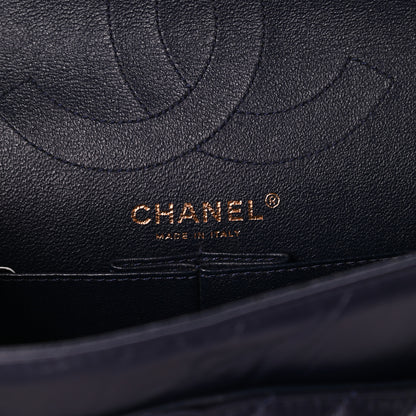 Chanel Aged Calfskin Chevron Quilted 2.55 Reissue 226 Flap Navy Blue 6 of 10