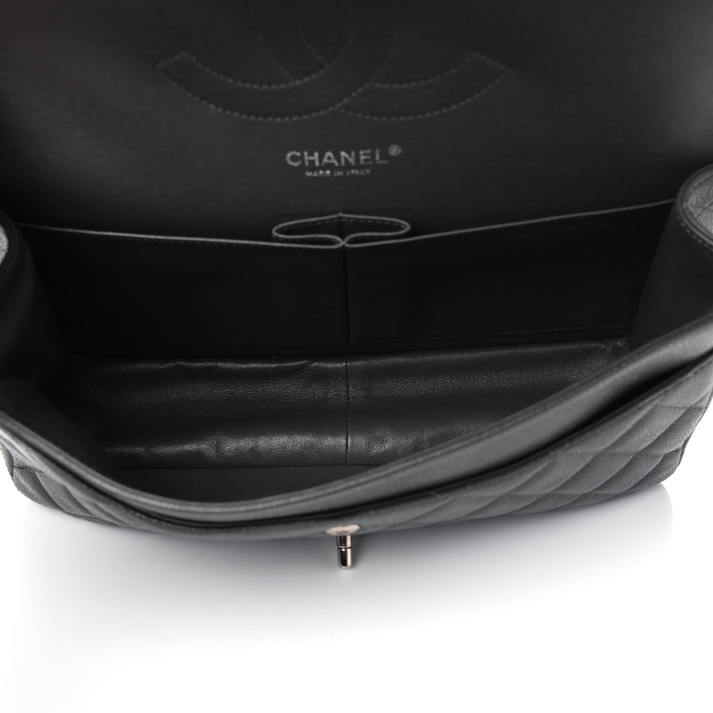 Caviar Quilted Jumbo Double Flap Dark Charcoal
