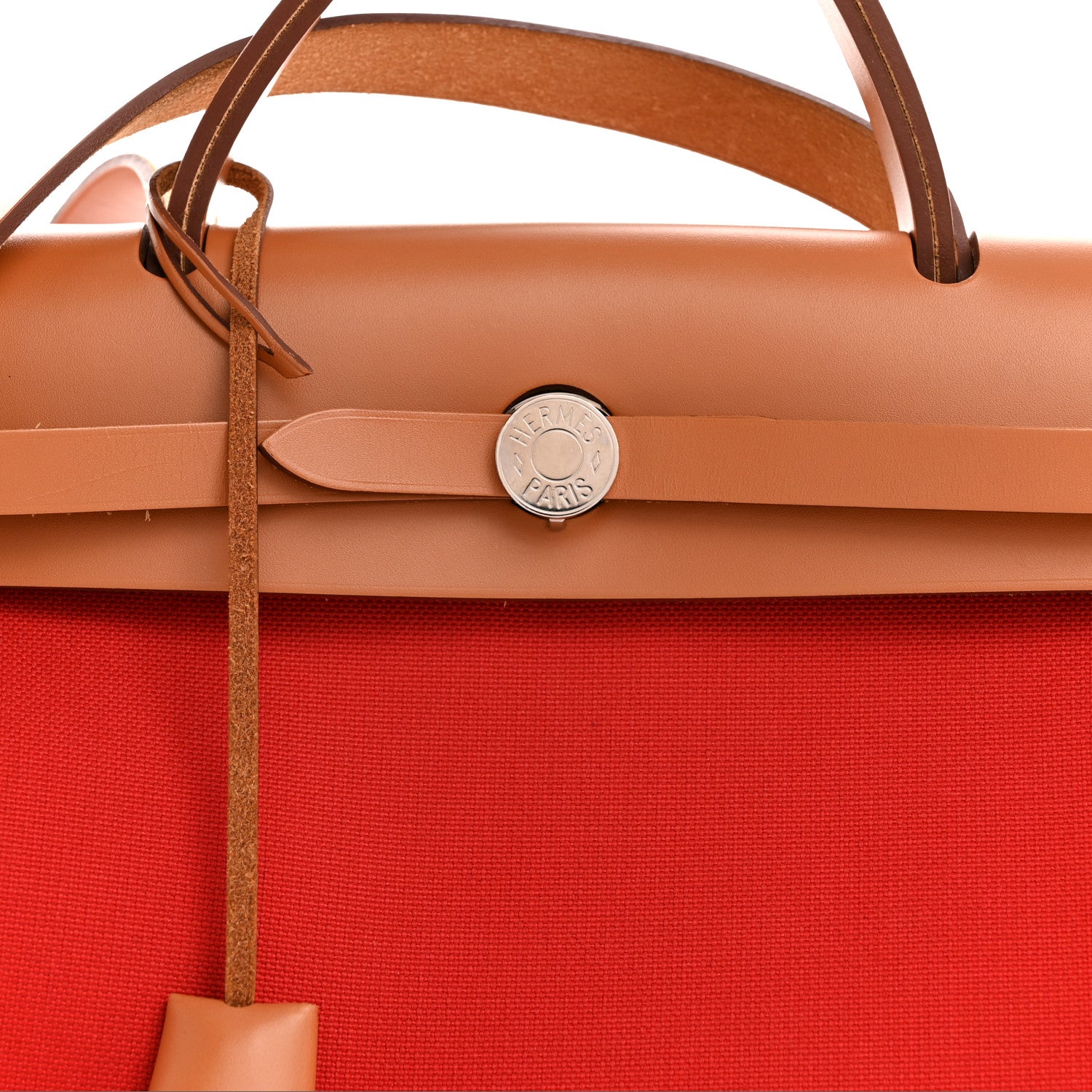 Hermes Vache Hunter Toile Herbag Zip 31 PM Rouge Tomate Natural 9 of 11