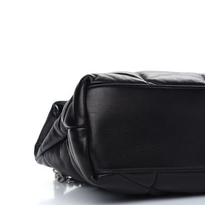 Saint Laurent Lambskin Quilted Medium Loulou Puffer Monogram Chain Satchel Black 8 of 9