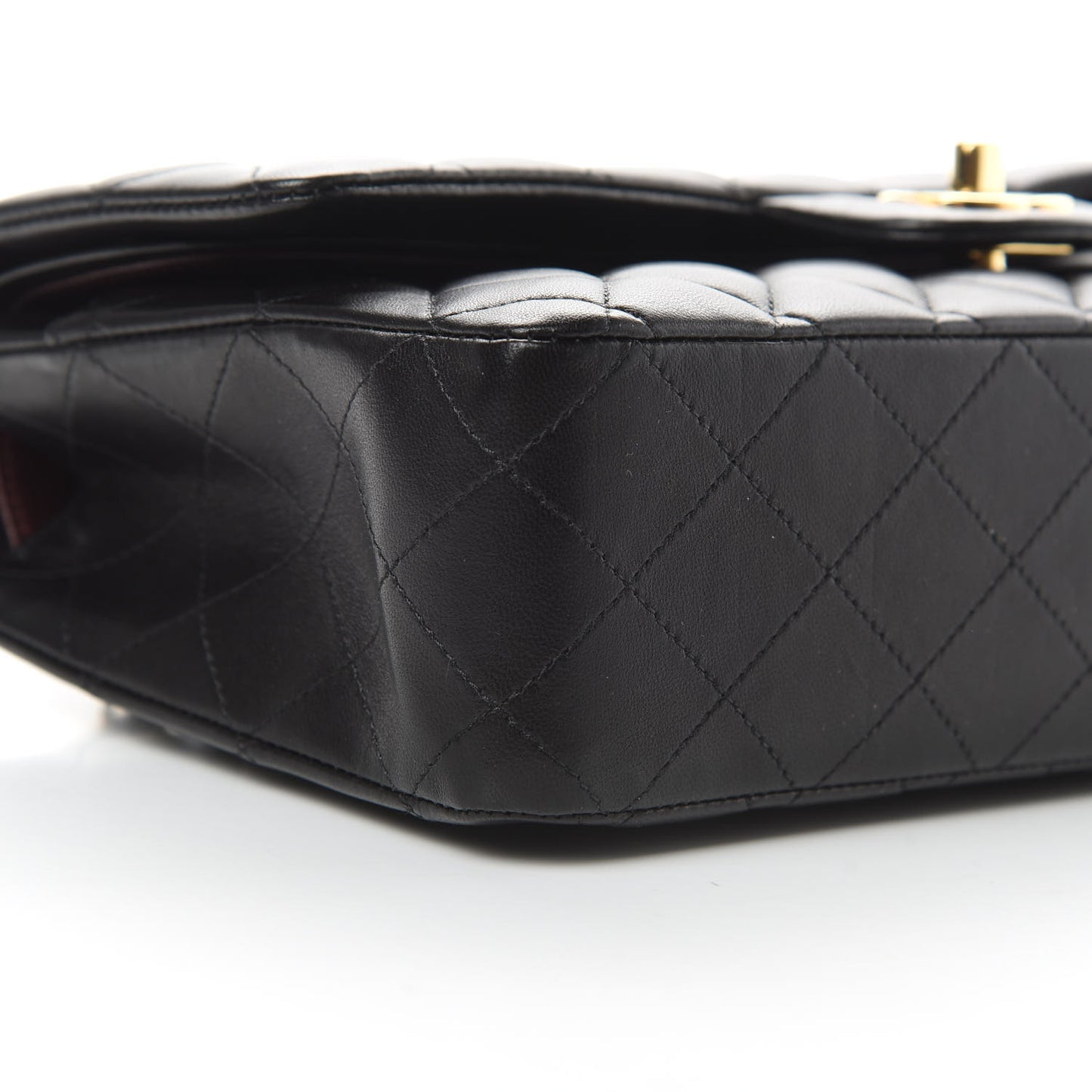 Lambskin Quilted Medium Double Flap Black