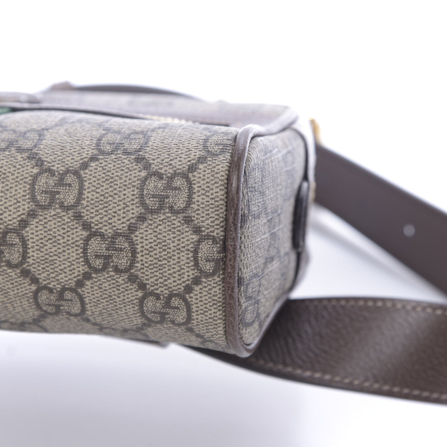 GG Supreme Monogram Web Small Ophidia Belt Bag 85 34 Dark Brown