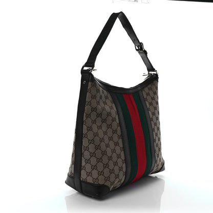 Gucci Monogram Vintage Web Medium Hobo Dark Brown 3 of 12