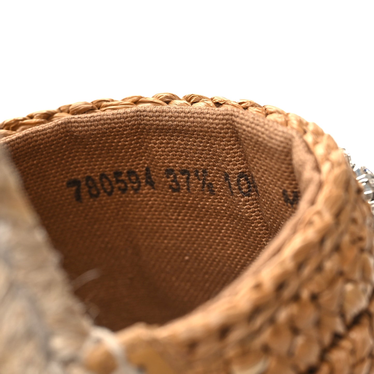 Raffia Canvas Crystal Interlocking G Espadrilles 37.5 Beige