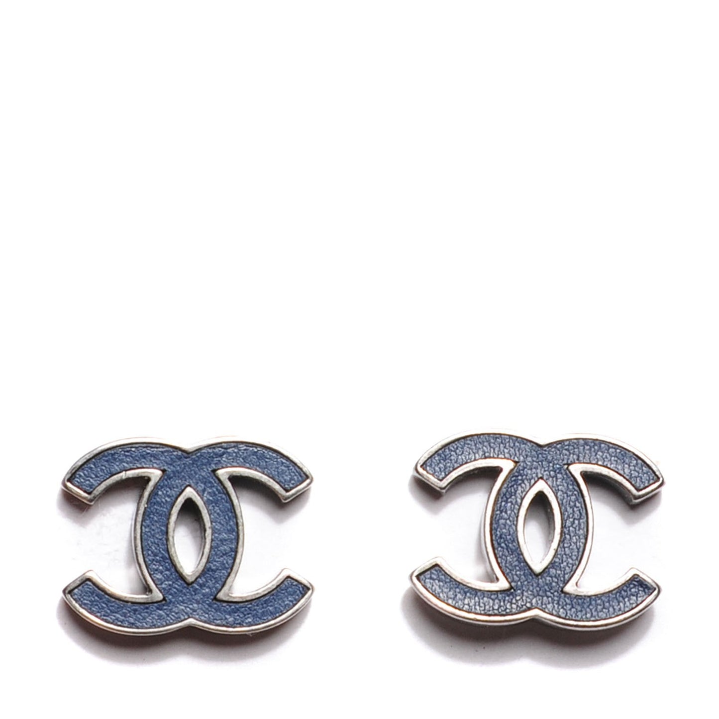 Lambskin CC Earrings Navy Blue