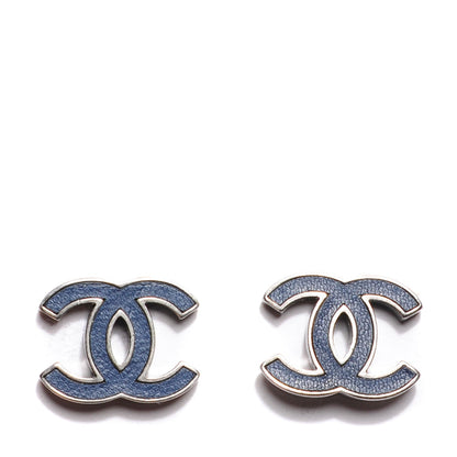 Chanel Lambskin CC Earrings Navy Blue 1 of 5